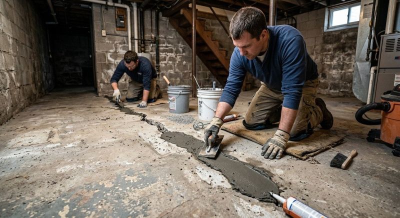 Cracked Basement Floor Repair in Bensalem, PA