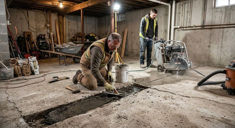 Cracked Basement Floor Repair in Bensalem, PA